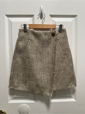 Textured Tweed Mini Dress in Beige and Black Fleck